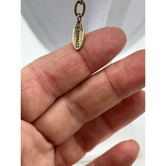 St. Thomas Vintage Mixed Metal Bronze and Green Cascading Leaves Bib Necklace - Picture 7 of 7